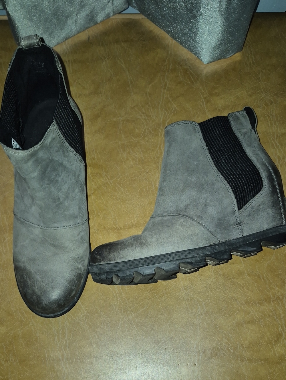 Womens Sorel Joan Of Arctic Wedge II Grey Chelsea Boots SIZE 8.5